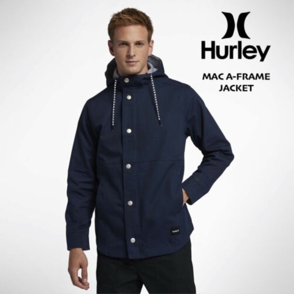 Hurley Mac A Frame Full-Zip Hooded Cotton Jacket Mens Large - Picture 1 of 14